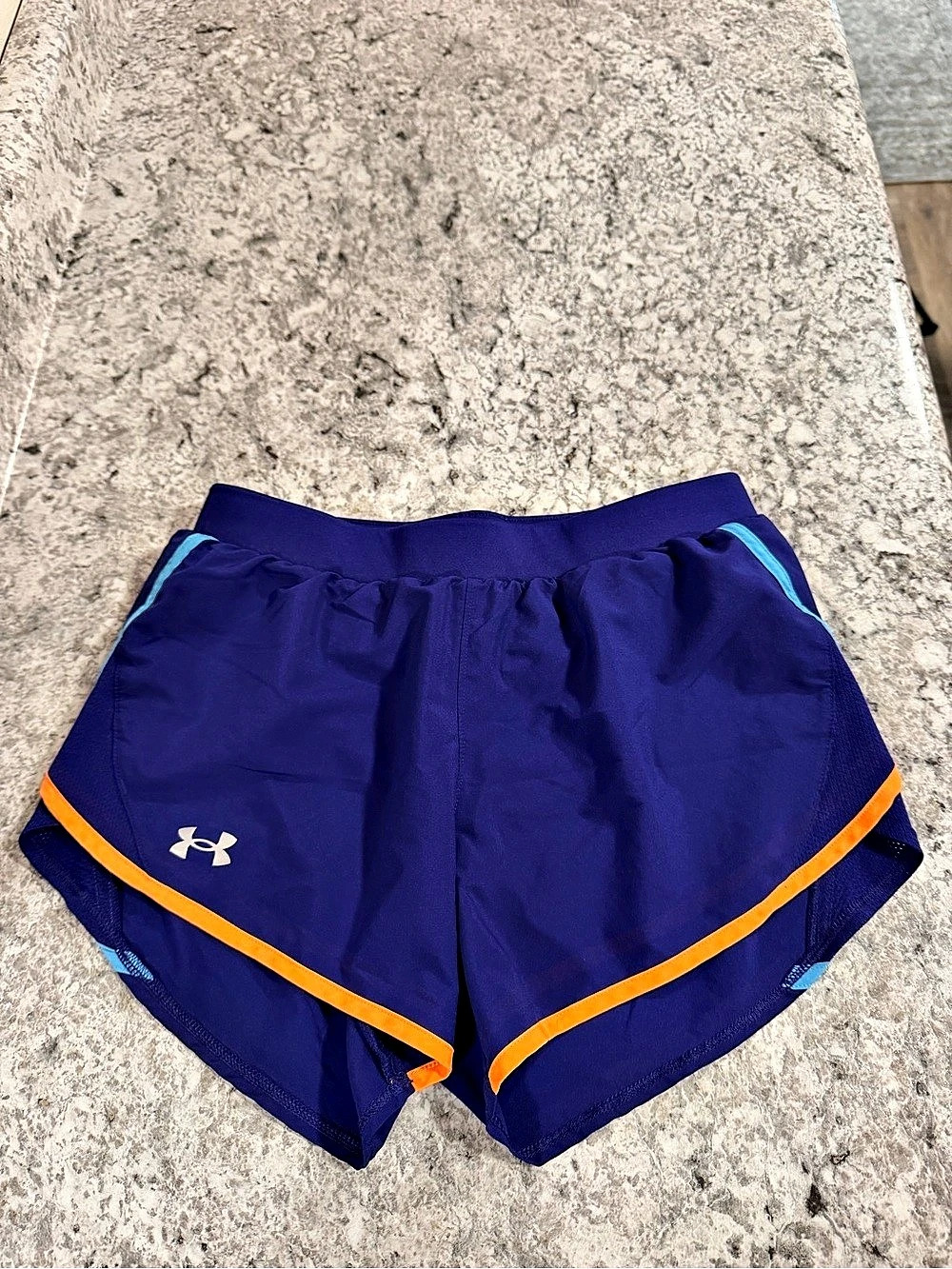 Under Armour Women’s Athletic Shorts Blue & Orange Size Medium (8) Like New